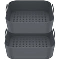 2Pcs Air Fryer Silicone Pad with Handle Reusable Square Basket Baking Pan Air Fryer Accessories Liners Heat Resistant for Oven