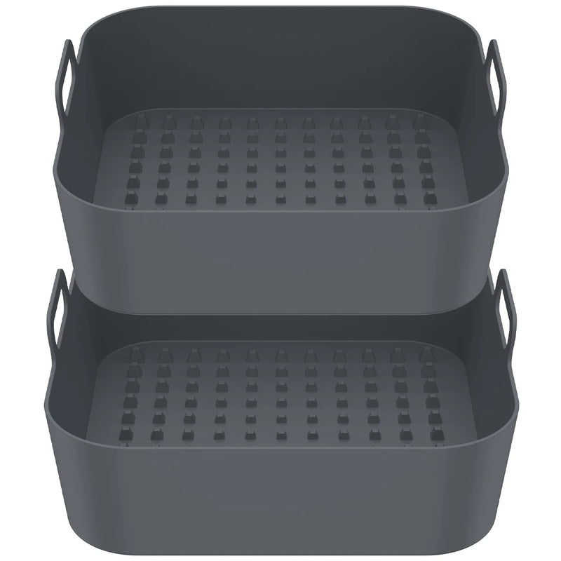 2Pcs Air Fryer Silicone Pad with Handle Reusable Square Basket Baking Pan Air Fryer Accessories Liners Heat Resistant for Oven