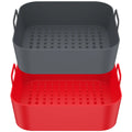 2Pcs Air Fryer Silicone Pad with Handle Reusable Square Basket Baking Pan Air Fryer Accessories Liners Heat Resistant for Oven